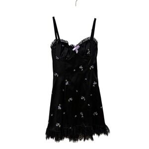 Widow‎ Enchanted Forest Embroidered Floral Lace Trim Mini Dress small s